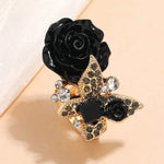 Black Rose Butterfly Ring