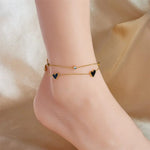 Black Heart Diamond Anklet