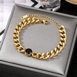 Unisex Black Stone Chain Bracelet