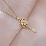 Key Flower Pendant Necklace