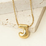 J Bubble Letter Pendant Necklace