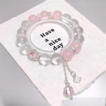 Pink White Beads Bracelet