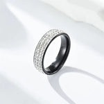 Silver Diamond Black Ring