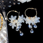 White Crystal Flower Earrings
