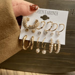 Set of 9 Golden Korean earring