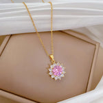 Pink Stone Pendant Necklace
