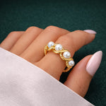 Pearl twisted stacking ring