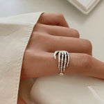 Silver Skeleton Hand adjustable Ring
