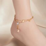 White Golden Heart Anklet