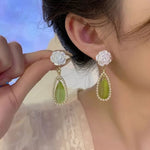 White Green Floral Earring