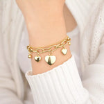 Mini Balls Heart Double Layered Chain Bracelet