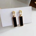 Black Rectangle Earrings