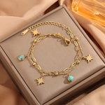 Double Layered Star Blue Balls Bracelet