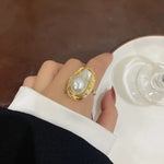 Gold Plated White Pearl Ring
