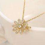 Diamond Flower with Butterfly Pendant Necklace