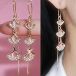 Pink Leaf Drops Korean earring