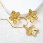 Gold Plated Flower Earrings Necklace Set