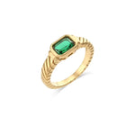 Green Stone Gold Plated Ring