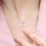 Natural Shell Double Heart Pendant Necklace