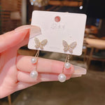 Butterfly Earring with Pearl Drop