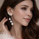 Crystal With Pearl Drops Korean earring