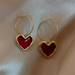 Bloody Red Heart Drop Earrings