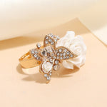 White Rose Butterfly Ring