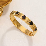 Black Flower Gold Plated