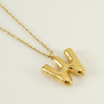 W Bubble Letter Pendant Necklace