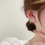 Korean White Pearl Butterfly Studs Earrings