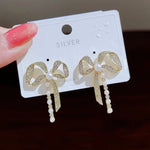 Bow Shape Pearl Earrings