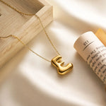 E Bubble Letter Pendant Necklace