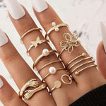 Set of 9 Gold Plated Rings