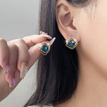Blue Crystal White Diamond Earrings