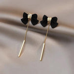 Black Bow Golden Embellished Earrings