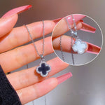 Black & White Clover Necklace