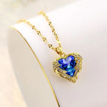 Gold Plated Blue Heart stone Necklace