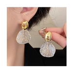 Golden Silver Metal Shell Earrings