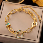 Titanium Steel Green Eye Bracelet & Anklet