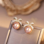 Rosegold Pearl Bow Earring