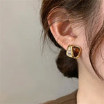 Square Share Double Crystal Korean earring