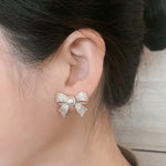 Pearl with Bow Shape Korean earring