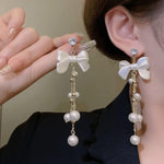 White Bow Shape Korean earring
