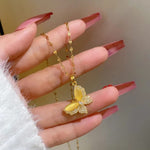 Stainless Steel Golden Butterfly Pendant Necklace