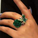 Green Rose Butterfly Ring