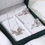 Silver Soft Pink Stone Set
