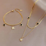 Gold Plated Star Bracelet and Necklace