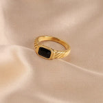 Black Stone Gold Plated Ring