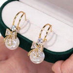 Pearl Drops with Crystal Bow Korean earring