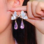 Butterfly Earring with Purple Crystal Korean earring